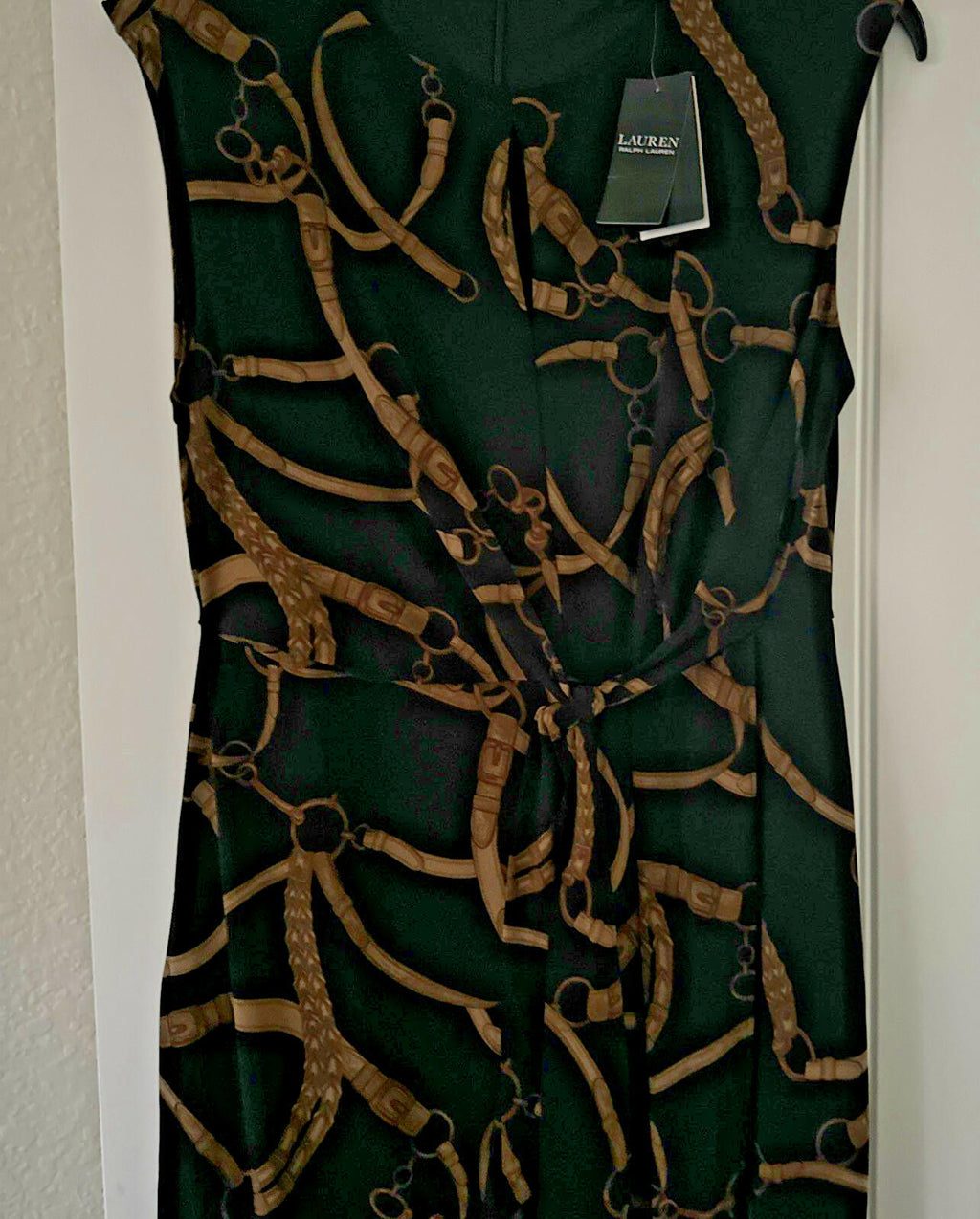 Lauren Ralph Lauren Women's Belting-Print Jersey Tie-Front Dress Black Tan