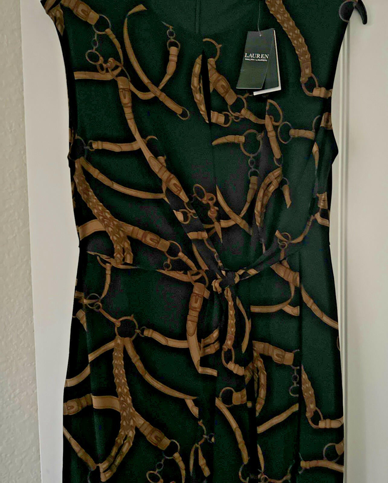 Lauren Ralph Lauren Women's Belting-Print Jersey Tie-Front Dress Black Tan
