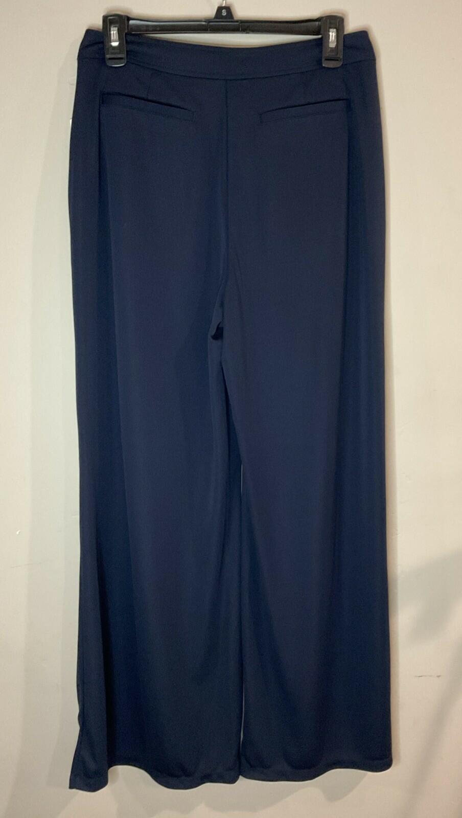LAUREN RALPH LAUREN PETITE Pleated Stretch Jersey Wide-Leg Pant Navy NWT