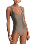 Simkhai Regan V Neck One Piece Swimsuit small and medium