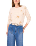 Vince Camuto Star Pattern Crewneck Sweater malted in sz xl women's