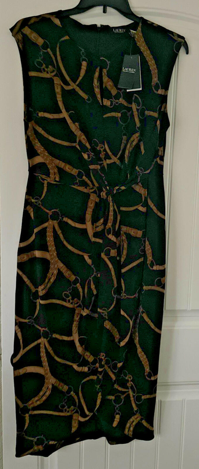 Lauren Ralph Lauren Women's Belting-Print Jersey Tie-Front Dress Black Tan