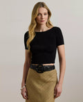 Black Cropped Short-Sleeve Sweater for Women by Lauren Ralph Lauren