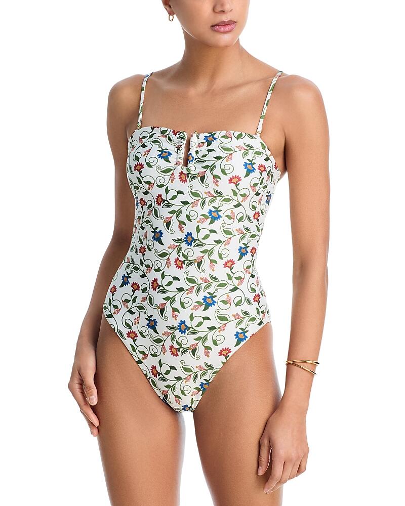 Farm Rio Flora Tile Bandeau One Piece Swimsuit