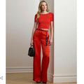 Lauren Ralph Lauren Satin Charmeuse Wide-Leg Cargo Pants Bright Vermilion