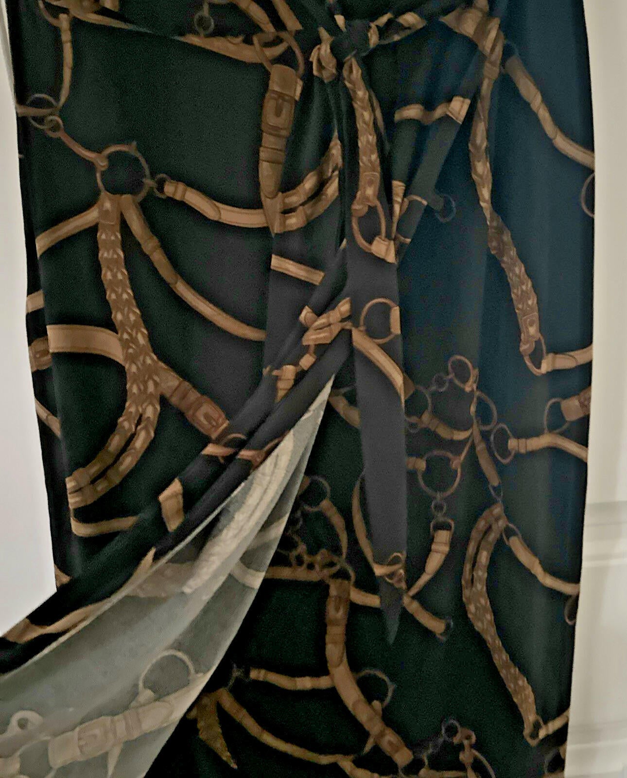 Lauren Ralph Lauren Women's Belting-Print Jersey Tie-Front Dress Black Tan