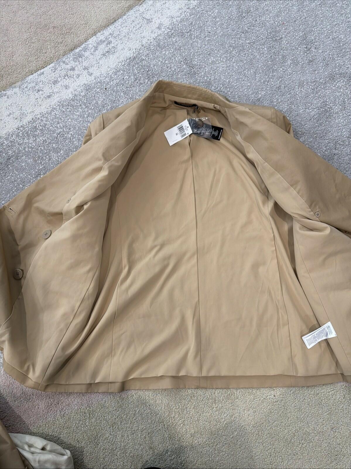 $295 Lauren Ralph Lauren Women’s Double-Breasted Cotton Twill Blazer Tan 14