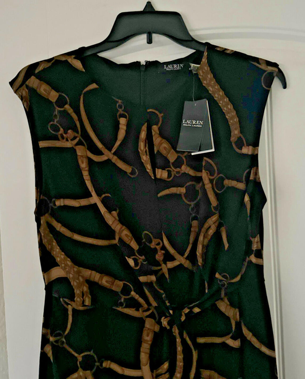 Lauren Ralph Lauren Women's Belting-Print Jersey Tie-Front Dress Black Tan