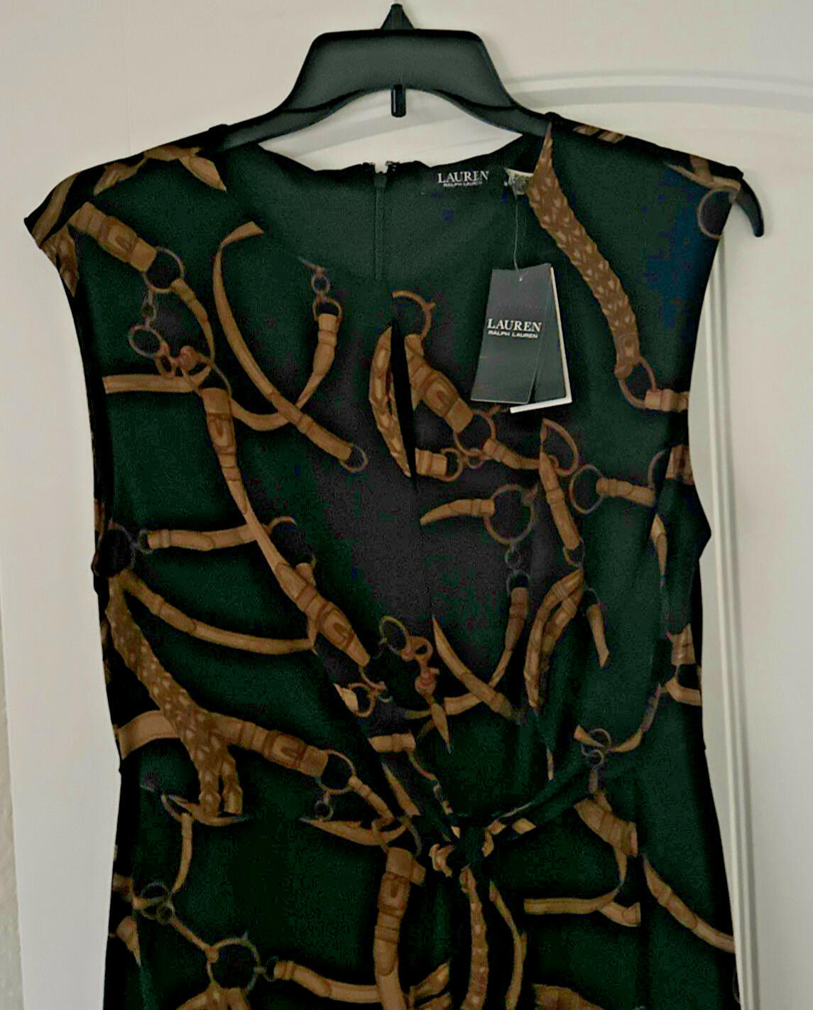 Lauren Ralph Lauren Women's Belting-Print Jersey Tie-Front Dress Black Tan