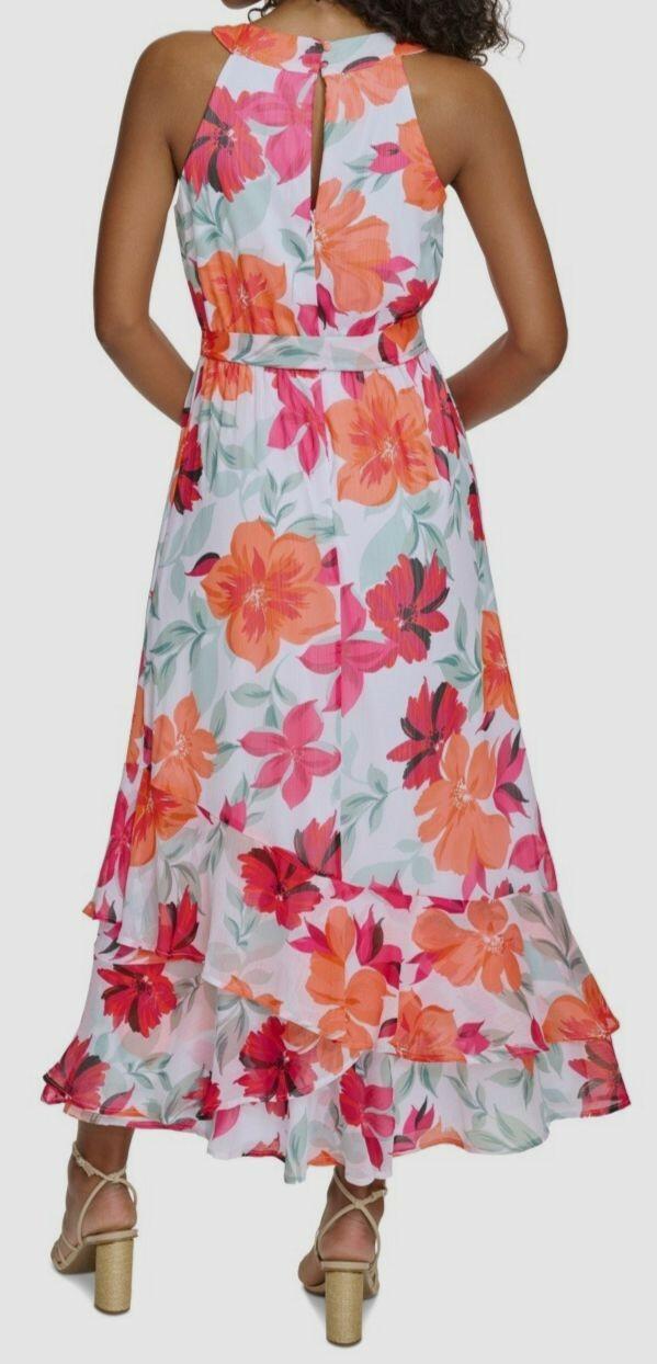 Calvin Klein Women White Floral-Print Halter Maxi Dress Size 16W