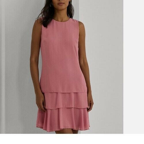 Lauren Ralph Lauren Women's Georgette Shift Dress, Sunrise Blush, 8