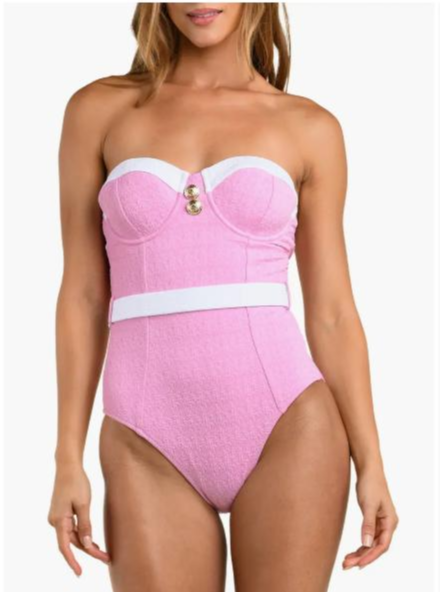 L'AGENCE Women's Amie Colorblock Chic One Piece Swim Suit, Blush, M