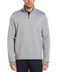 Pga Tour Men's 3D Textured Long Sleeve Quarter-Zip Sweatshirt - Quarry Hthr