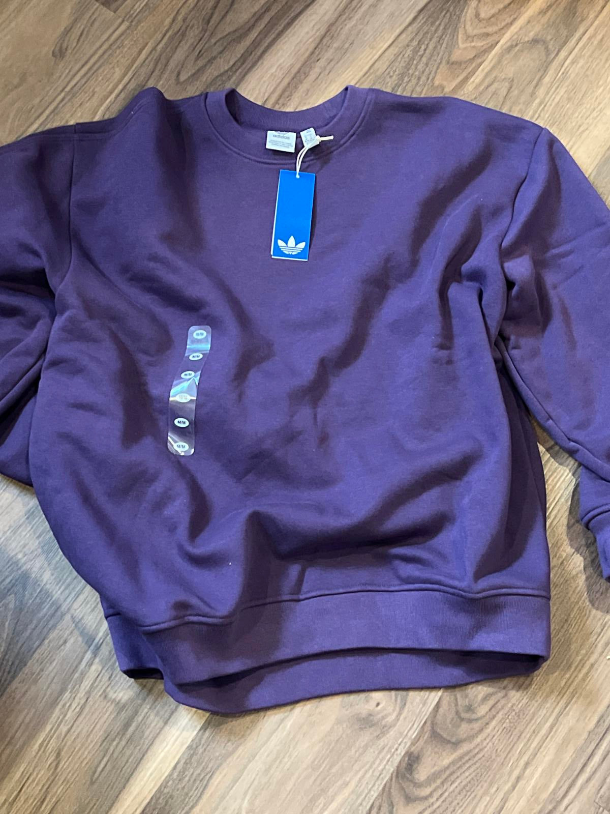 new Adidas women's oversized Essentials Fleece Long Oversized Crew Sweatshirt purple