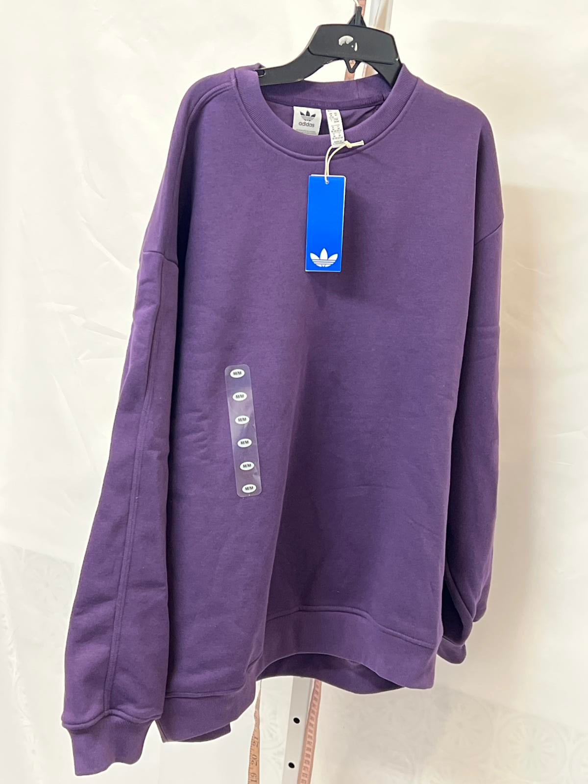 new Adidas women's Essentials Fleece Long Oversized Crew Sweatshirt purple