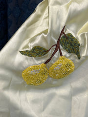 Leslie Amon Galli Lemon Mini Dress Pale Yellow Satin Beaded - Image 7