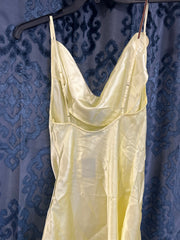 Leslie Amon Galli Lemon Mini Dress Pale Yellow Satin Beaded - Image 8