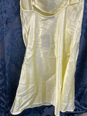 Leslie Amon Galli Lemon Mini Dress Pale Yellow Satin Beaded - Image 9