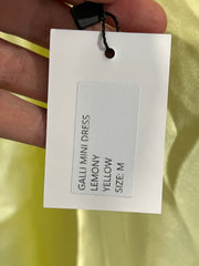 Leslie Amon Galli Lemon Mini Dress Pale Yellow Satin Beaded - Image 11