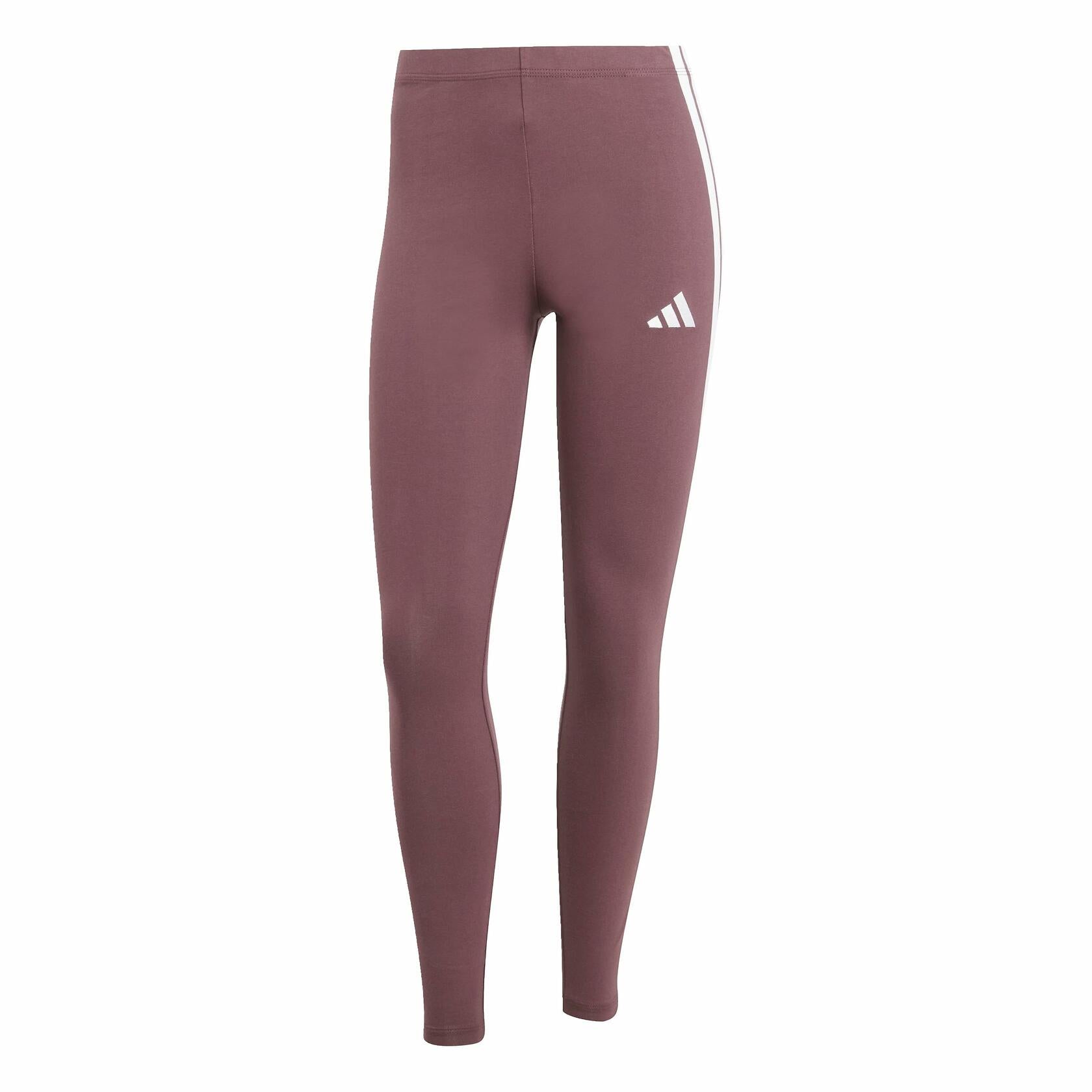 Adidas Womens 3-Stripes Single Jersey Sportswear Leggings, Aurora Ruby/White, Large