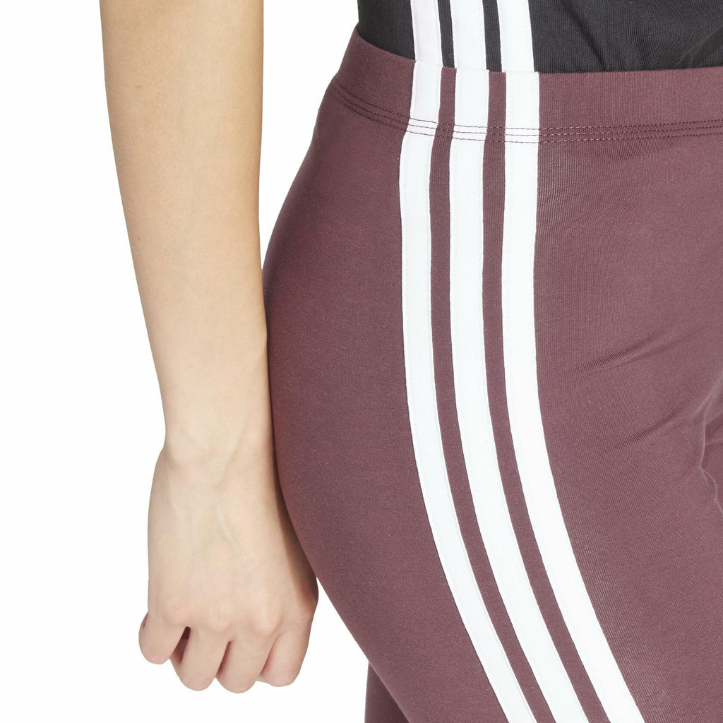Adidas Womens 3-Stripes Single Jersey Sportswear Leggings, Aurora Ruby/White, Large