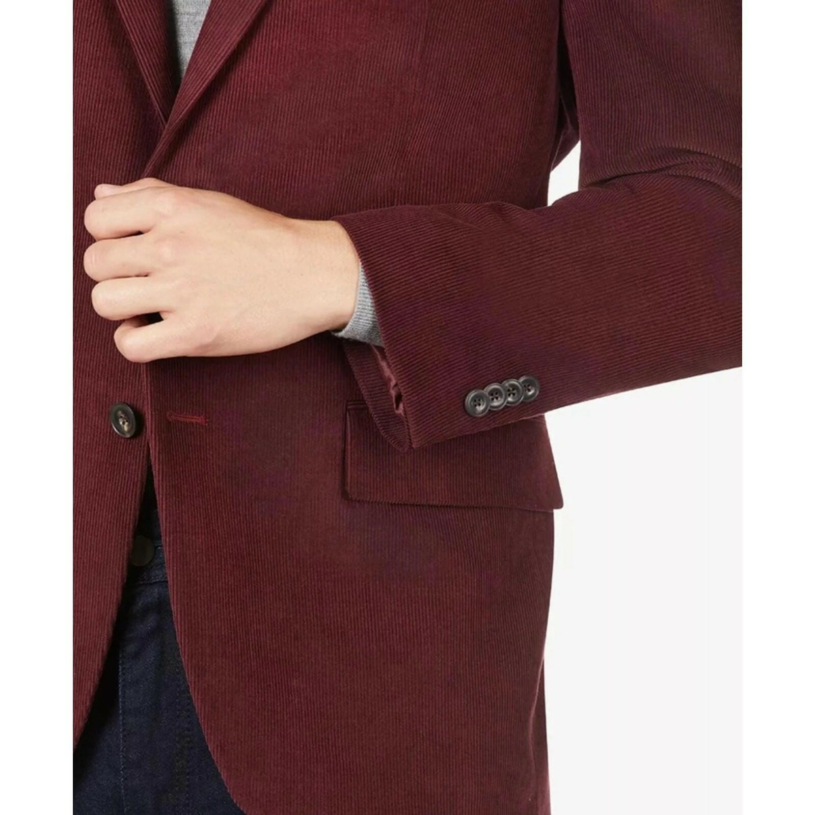 Michael Kors Men's Classic-Fit Stretch Corduroy Solid Sport Coat in burgundy