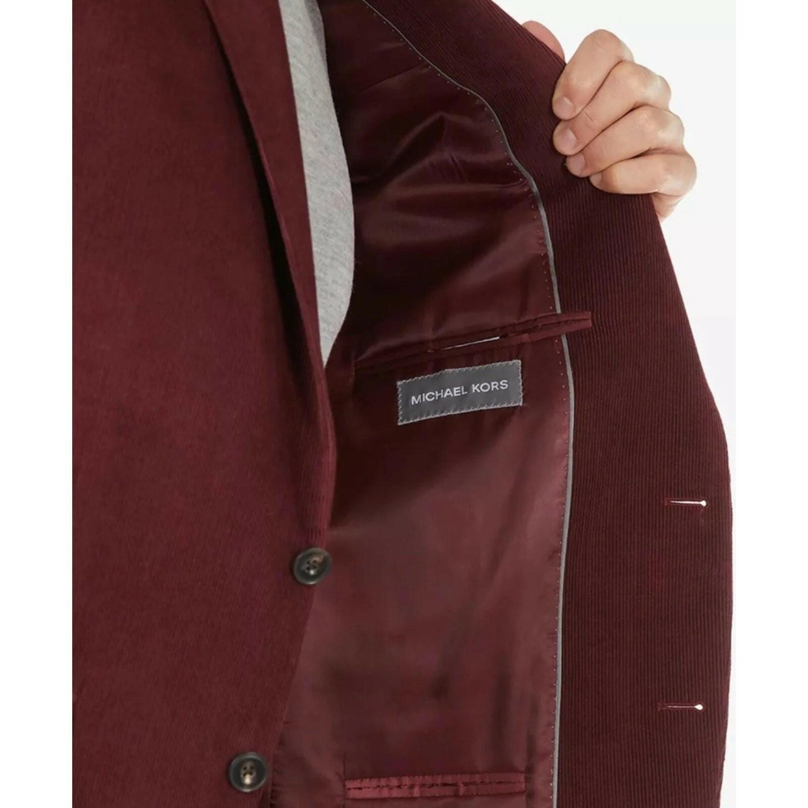 Michael Kors Men's Classic-Fit Stretch Corduroy Solid Sport Coat in burgundy