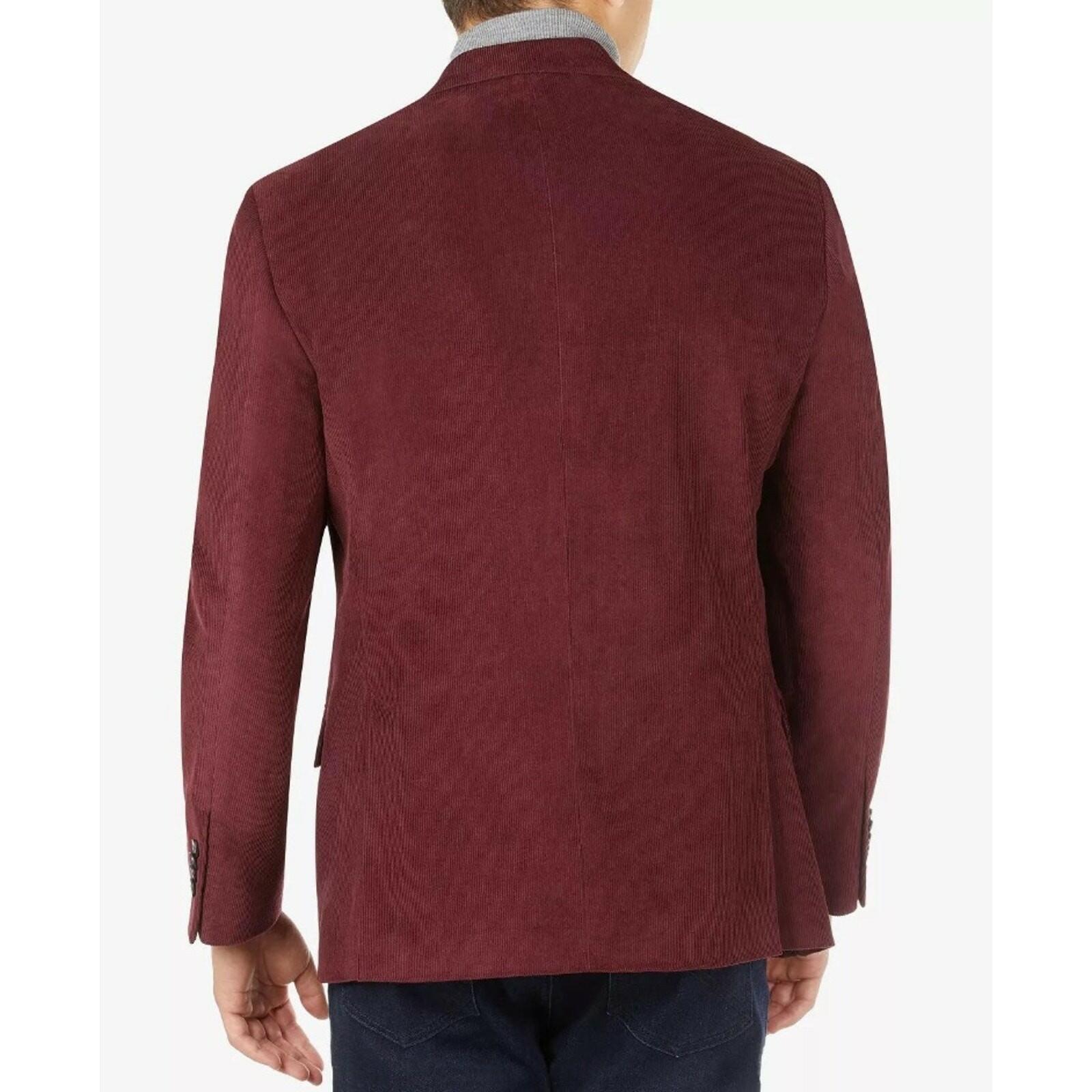 Michael Kors Men's Classic-Fit Stretch Corduroy Solid Sport Coat in burgundy