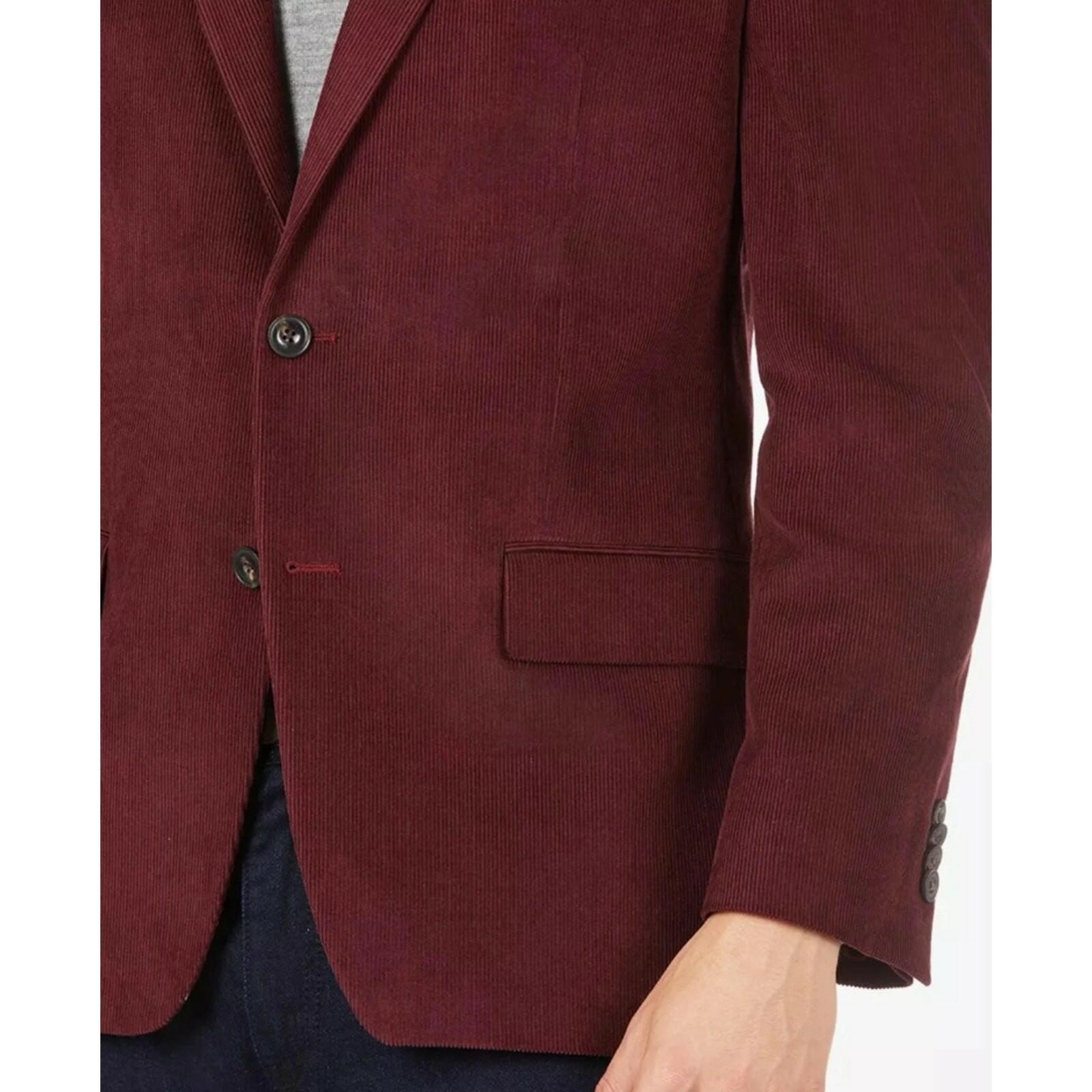 Michael Kors Men's Classic-Fit Stretch Corduroy Solid Sport Coat in burgundy