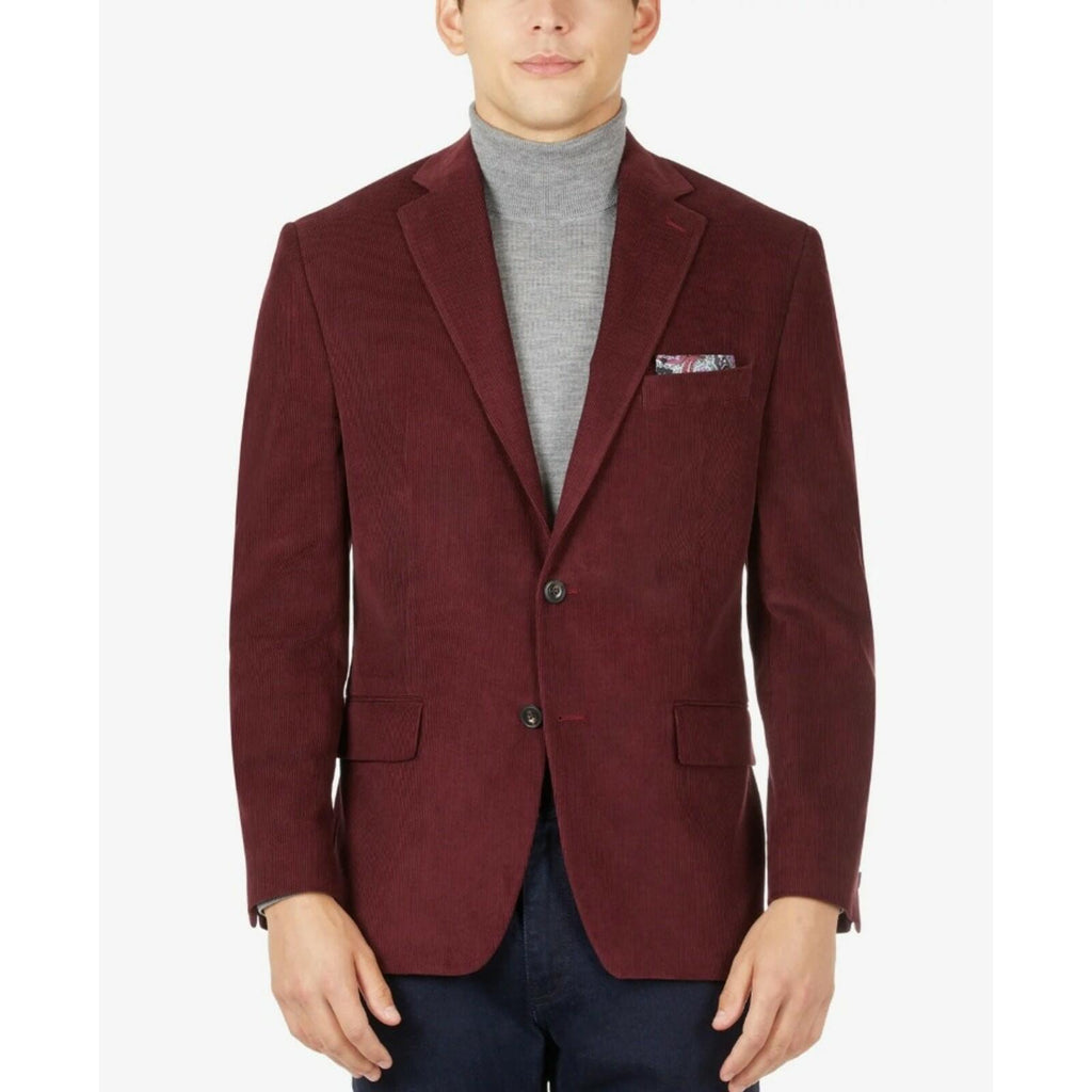 Michael Kors Men's Classic-Fit Stretch Corduroy Solid Sport Coat in burgundy