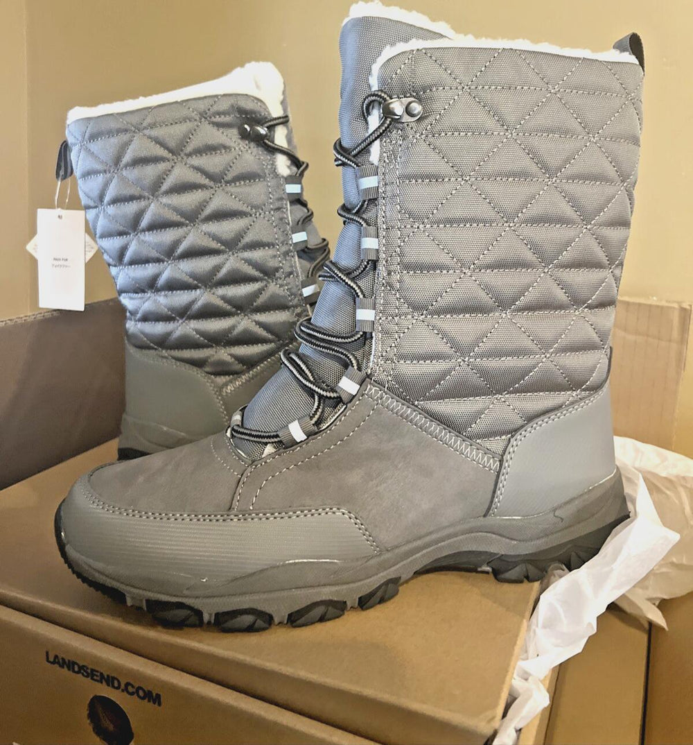 NWT Lands' End Women's Gray Squall Boots Winter Thermolite Gray