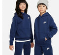 Nike Club Hoodie Unisex Kids L Navy Cotton Pockets Long Sleeve Pullover TLW165