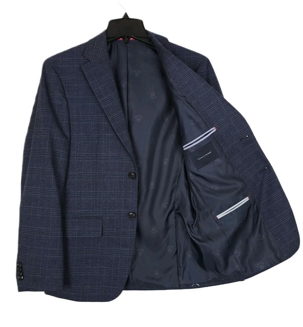 Tommy Hilfiger Mens Modern fit Sport Coat Blazer Regular fit  Navy Blue Plaid