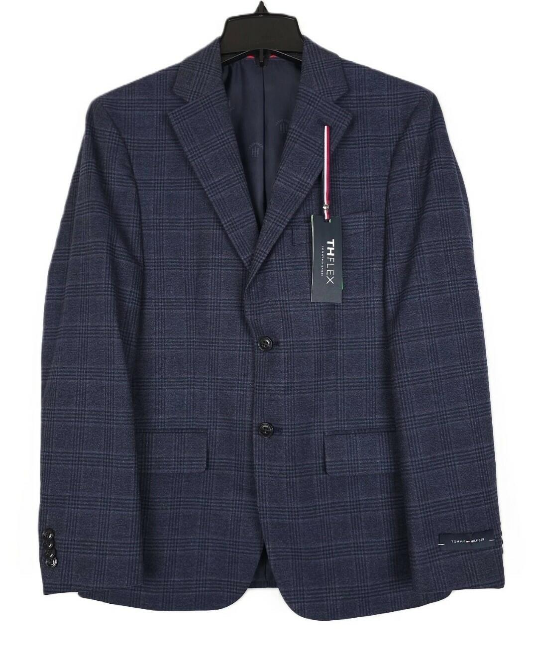 Tommy Hilfiger Mens Modern fit Sport Coat Blazer Regular fit  Navy Blue Plaid