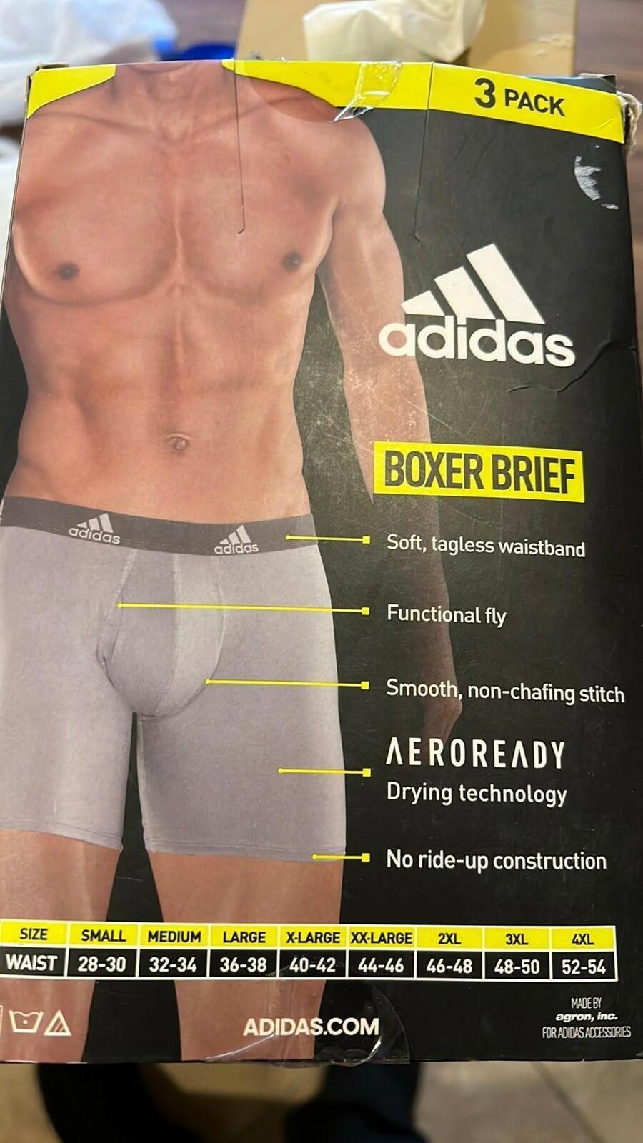 adidas Men's Performance Boxer Brief Underwear (3-Pack) - Size xl open box