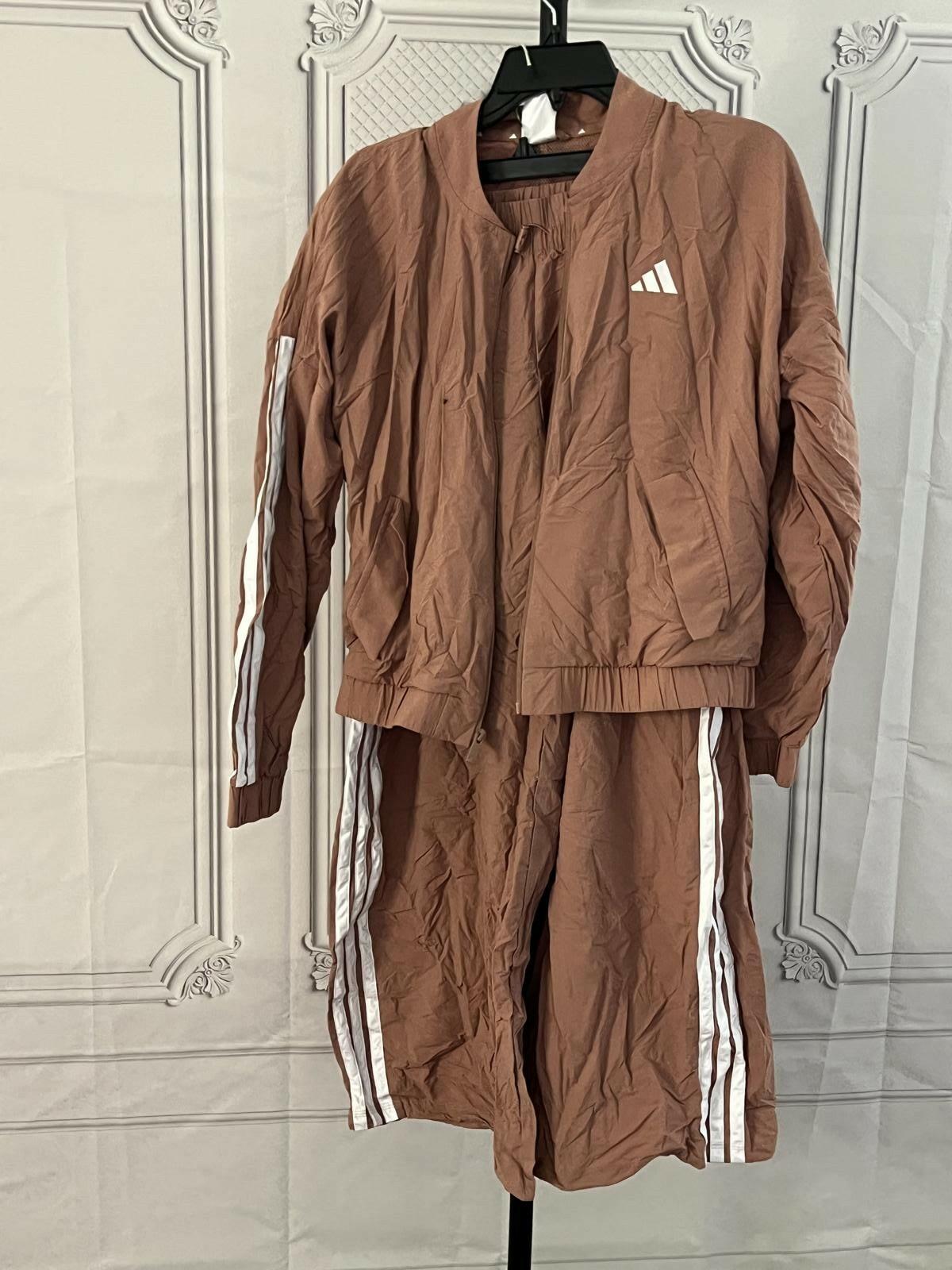 adidas Women's Essentials 3-Stripes Bomber Jacket and Parachute Pants in Set m