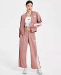 adidas Women's Essentials 3-Stripes Bomber Jacket and Parachute Pants in Set m