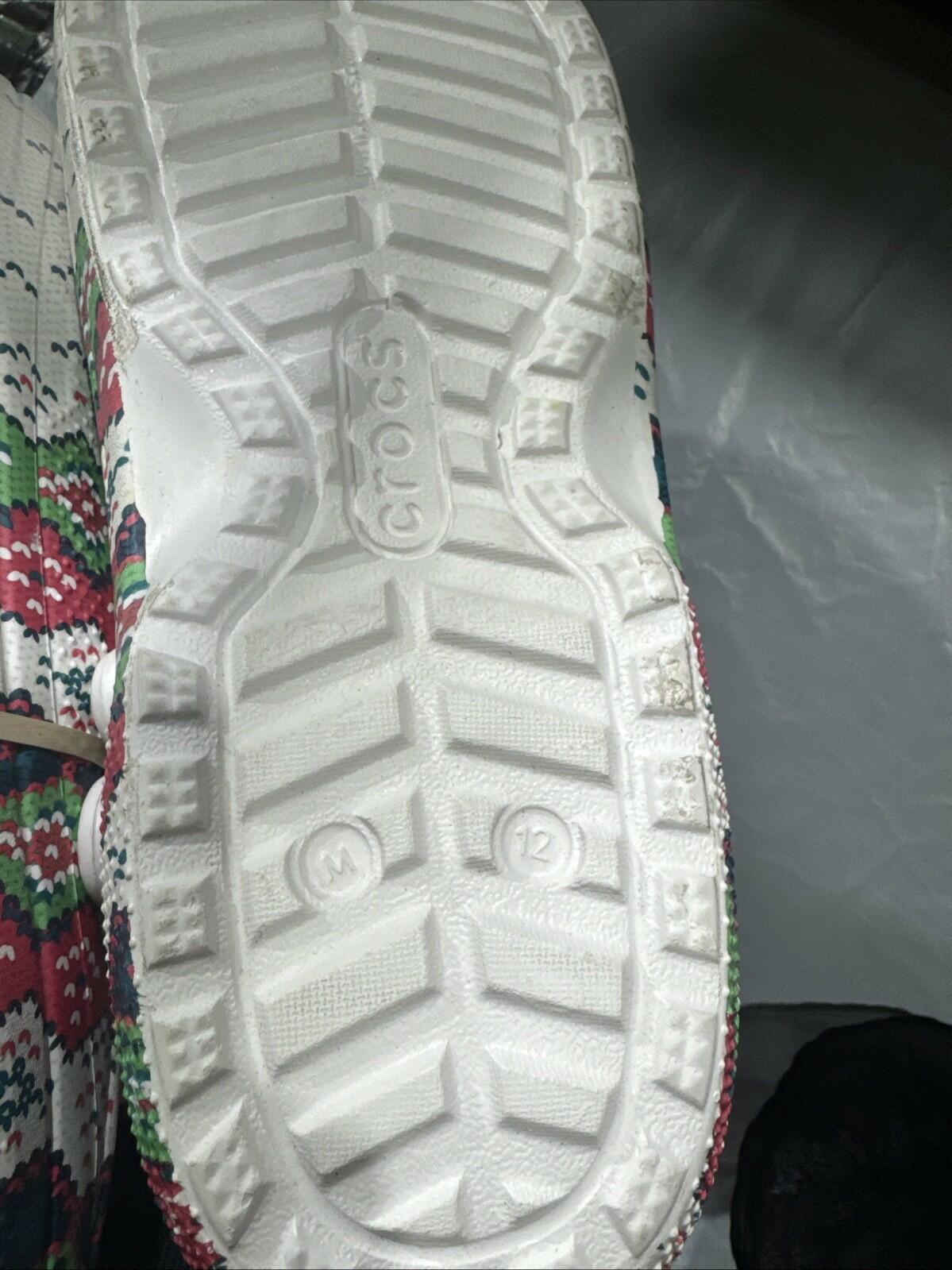 Crocs Unisex-Adult Classic Lined Holiday Clogs US Size 12 M White Sweater NEW