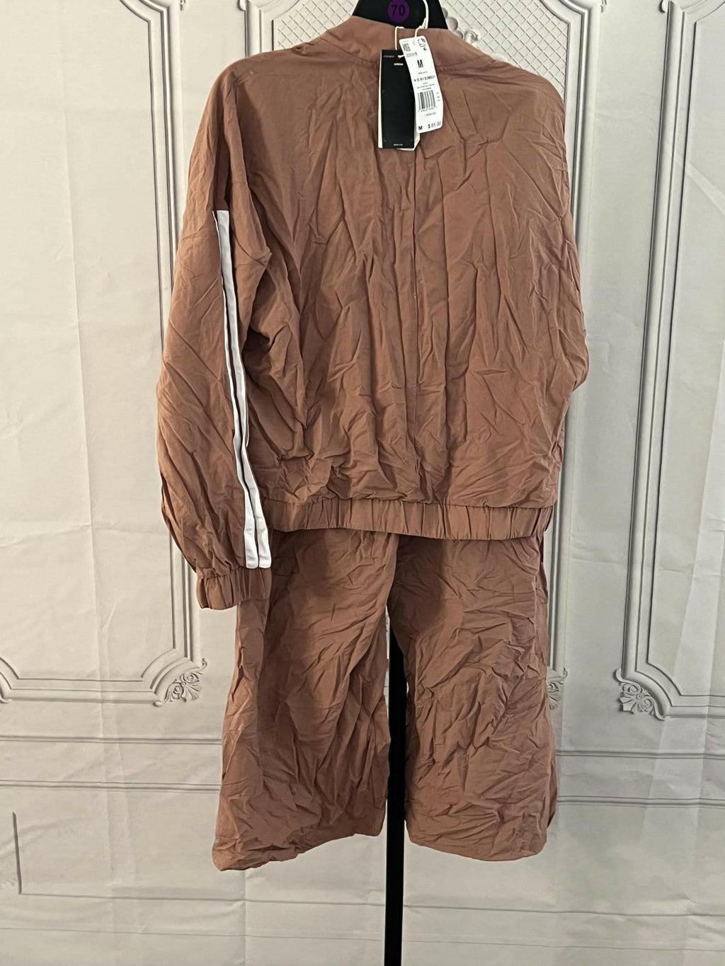 adidas Women's Essentials 3-Stripes Bomber Jacket and Parachute Pants in Set m