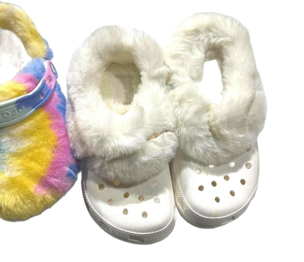 CROCS CLASSIC FUR SURE women's Lined Clog Shoe white and tie dye
