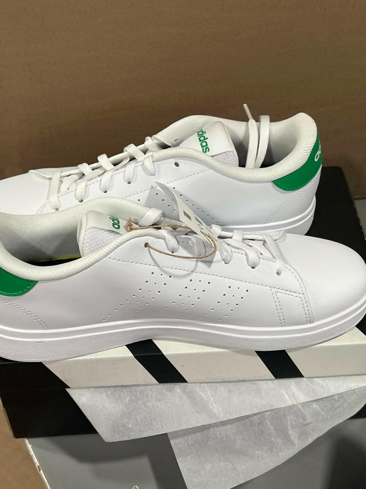Adidas Advantage Base 2.0 J Sneaker, Kids, White/Green ID 3889 Brand New