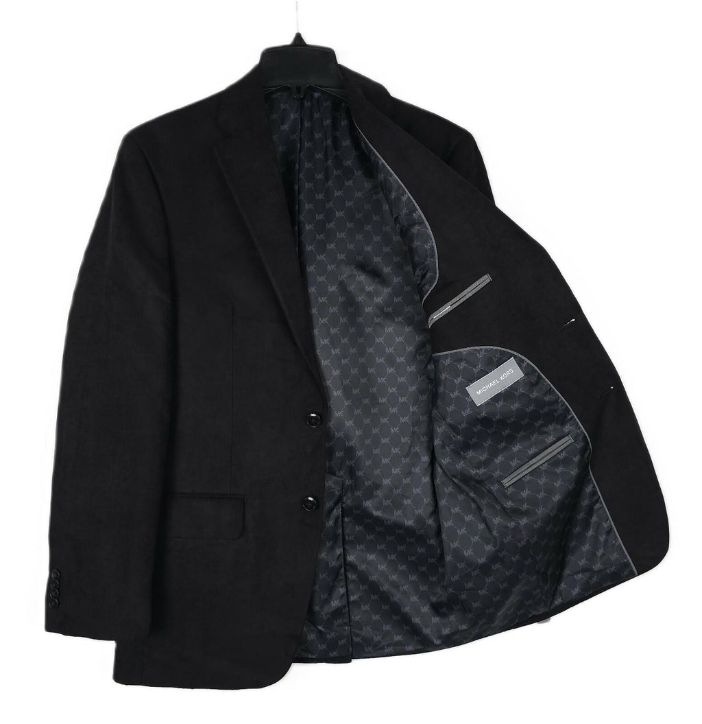 Michael Kors Men's Classic Fit Notch Lapel Faux Suede Sport Coat kent black