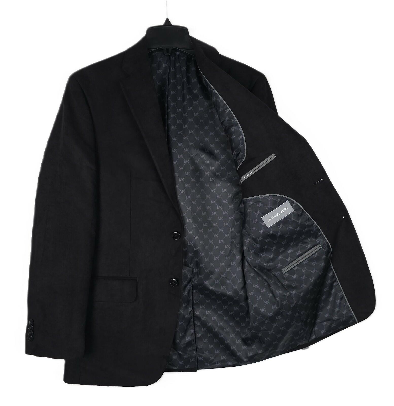 Michael Kors Men's Classic Fit Notch Lapel Faux Suede Sport Coat kent black