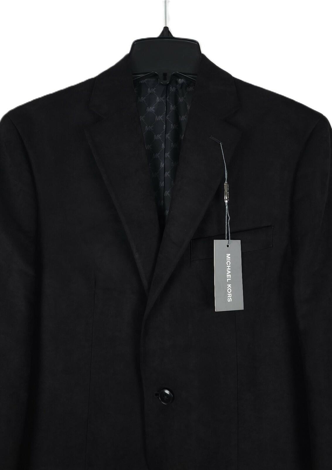 Michael Kors Men's Classic Fit Notch Lapel Faux Suede Sport Coat kent black