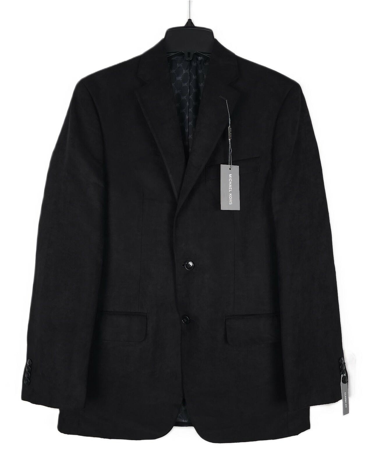 Michael Kors Men's Classic Fit Notch Lapel Faux Suede Sport Coat kent black