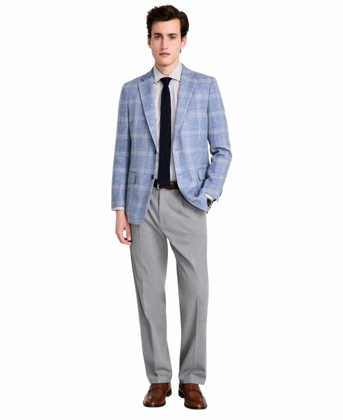 nwt Tommy Hilfiger Mens Modern fit Sport Coat Blazer Light Blue Plaid Stretch