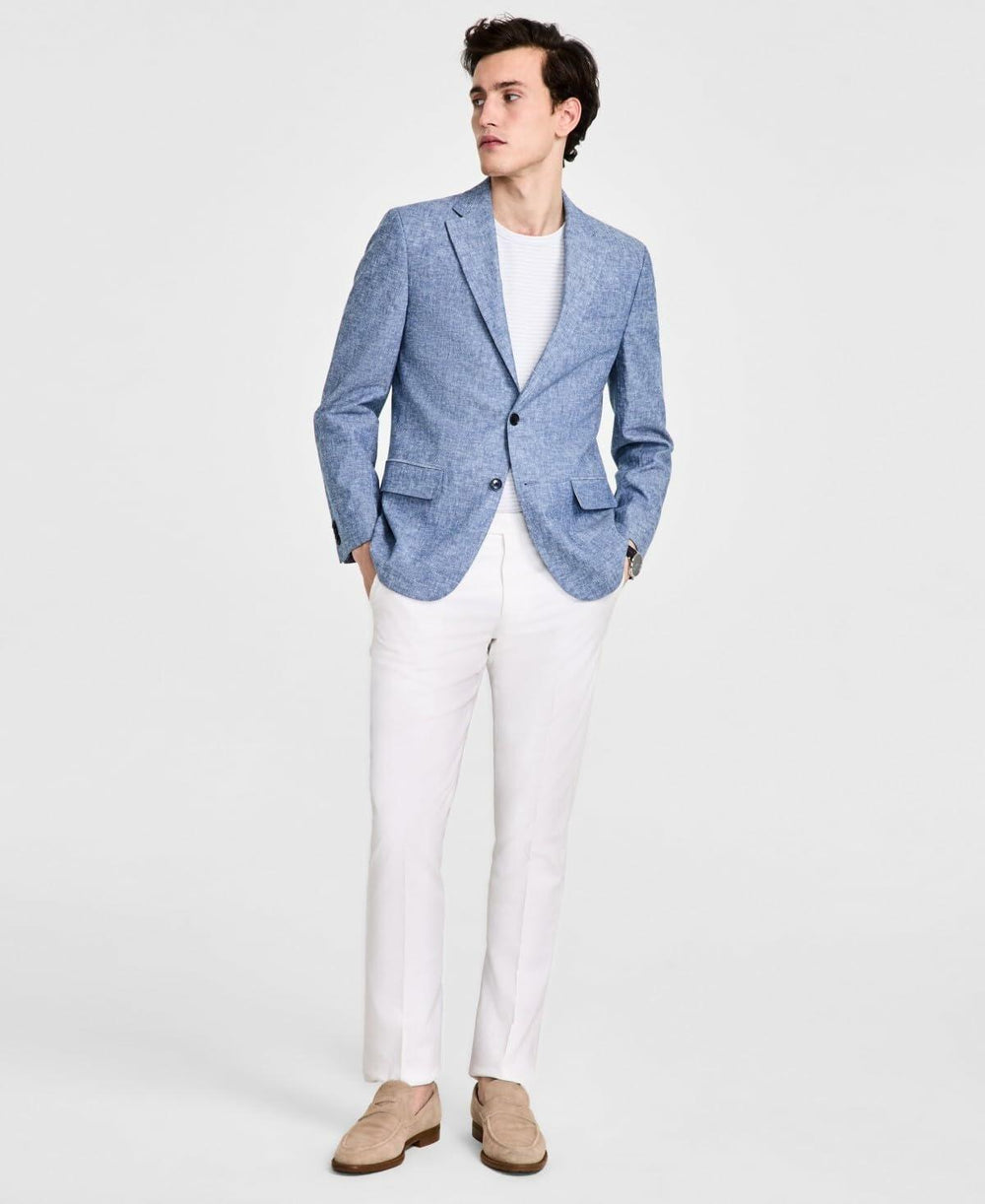 Tommy Hilfiger Mens Modern fit Sport Coat Blazer long and short Blue Solid Stretch