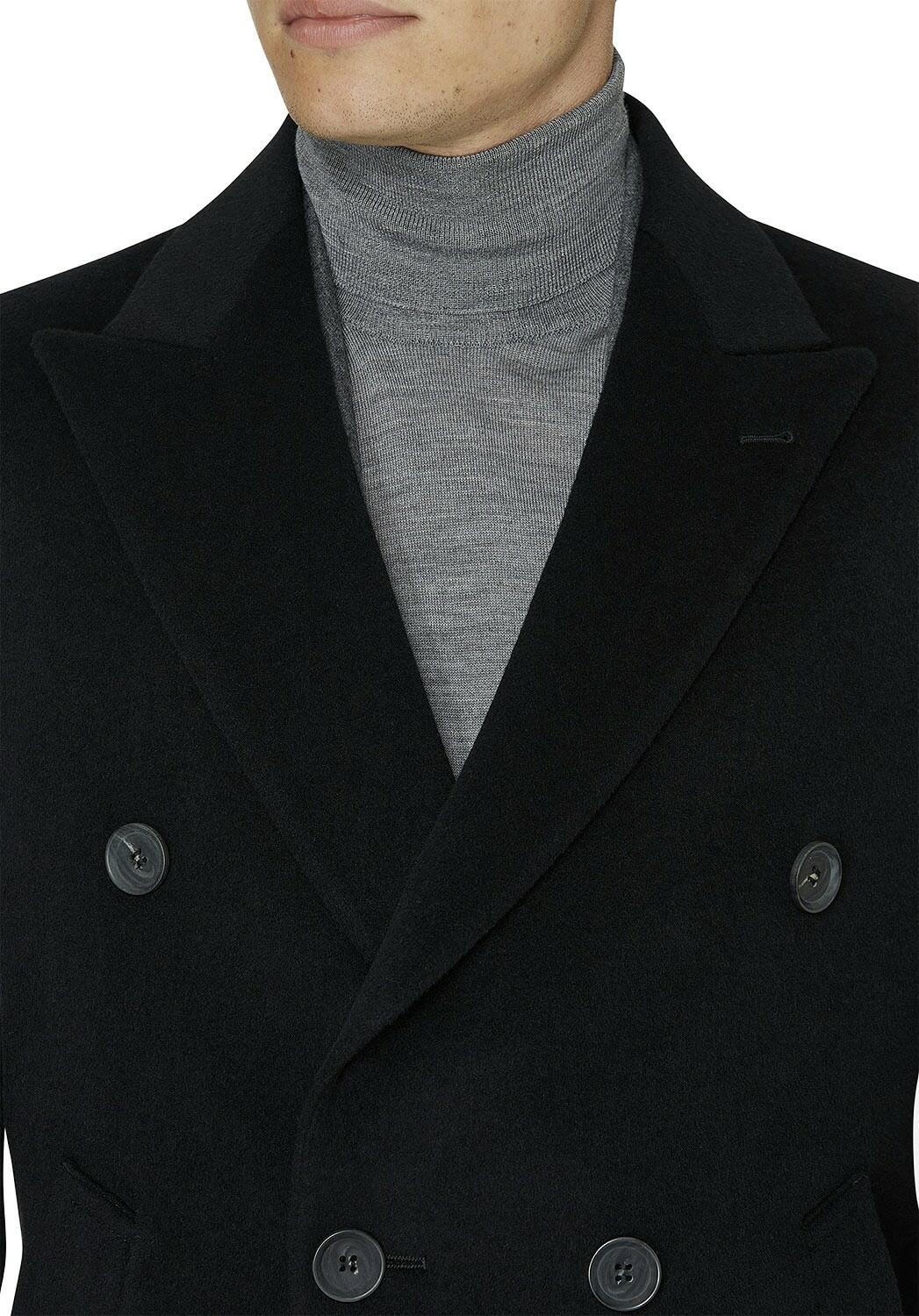 Nautica Men's Classic-Fit Double Breasted Wool Overcoat in black 44R
