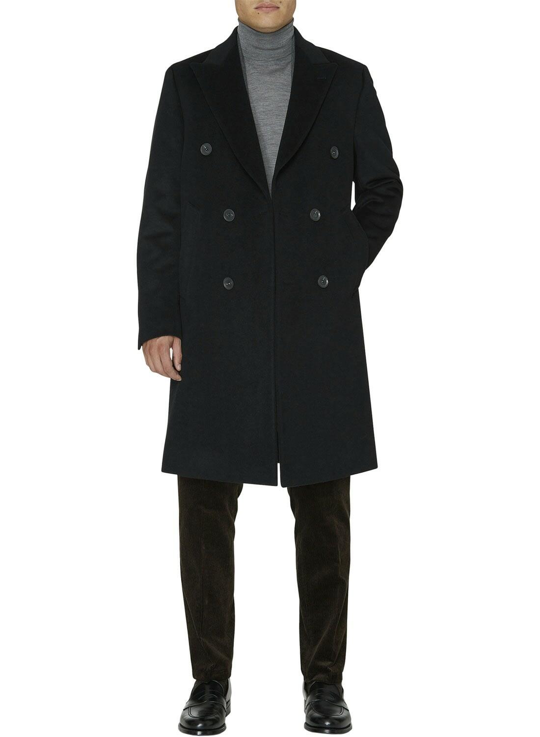 Nautica Men's Classic-Fit Double Breasted Wool Overcoat in black 44R