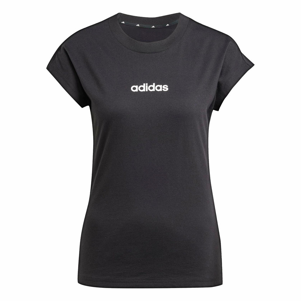 Adidas Women's Linear Single Jersey Sportswear T-Shirt, Black/White, Medium